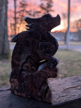 "Star Waiter" Blue Sodalite Carved Dragon Crystal Stone Statue Artisian Crafted